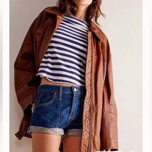 Free People We the Free Oracle Brown Leather Jacket